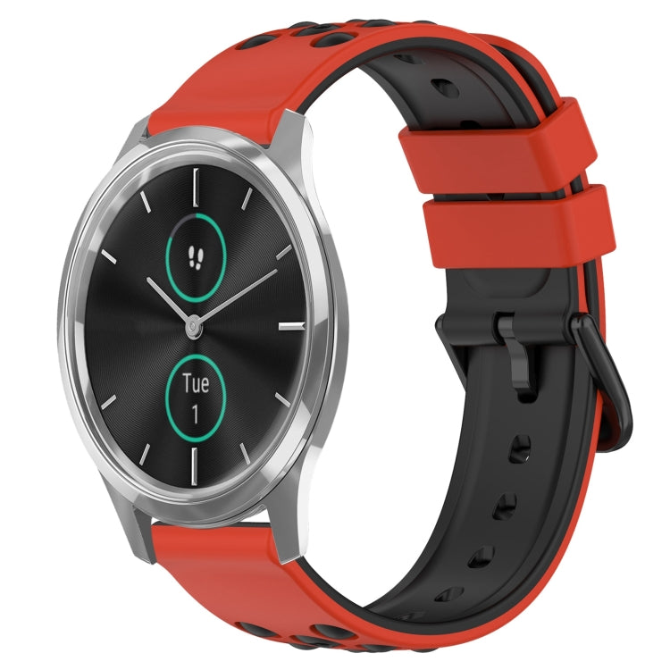 For Garminmove Luxe 20mm Two-Color Porous Silicone Watch Band