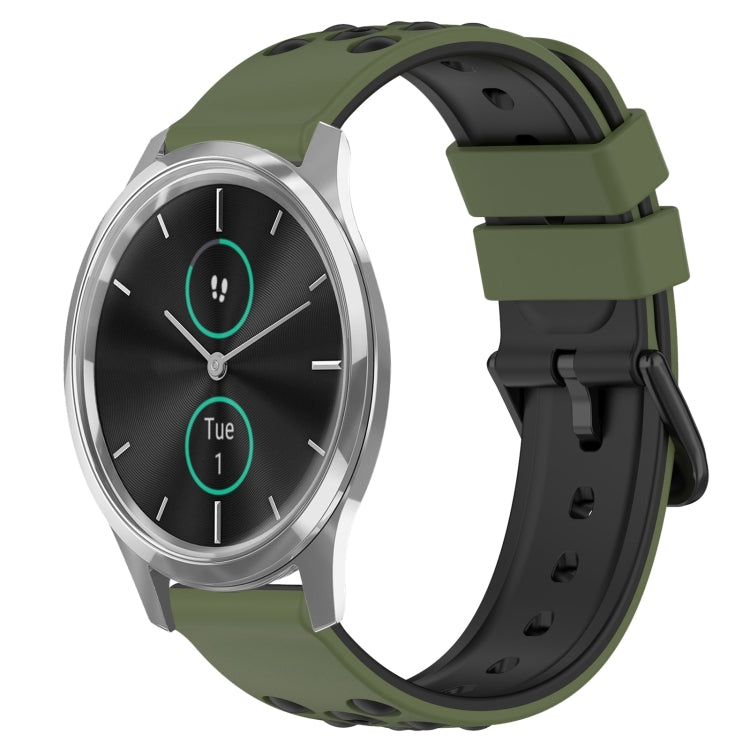 For Garminmove Luxe 20mm Two-Color Porous Silicone Watch Band