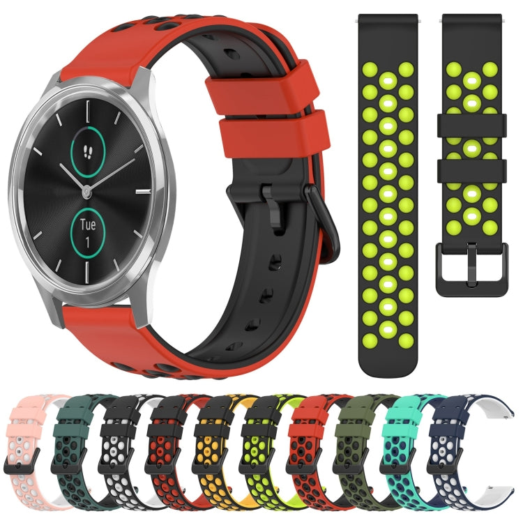 For Garminmove Luxe 20mm Two-Color Porous Silicone Watch Band