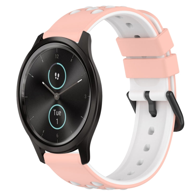 For Garmin Garminmove Style 20mm Two-Color Porous Silicone Watch Band