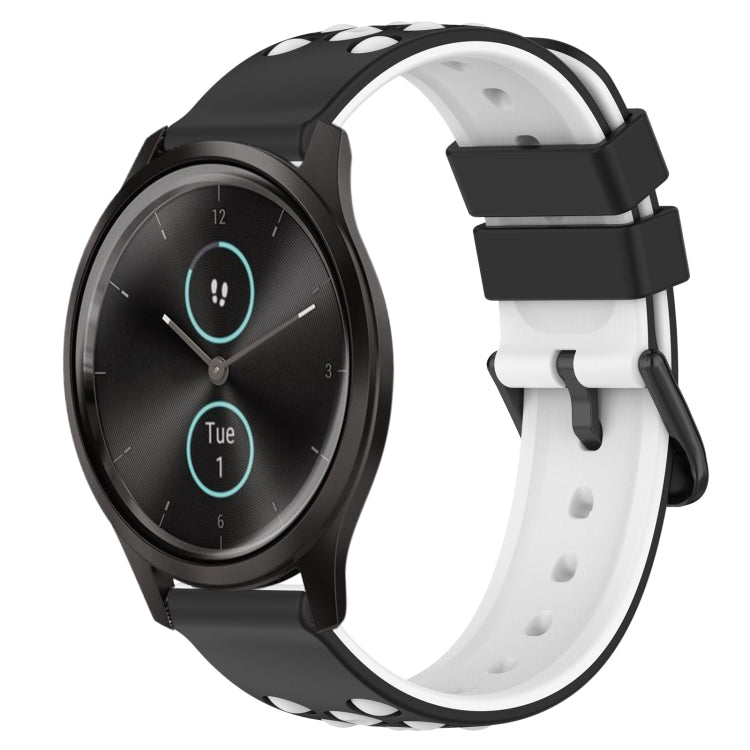 For Garmin Garminmove Style 20mm Two-Color Porous Silicone Watch Band