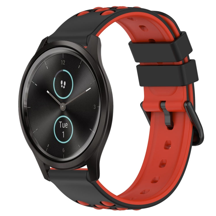 For Garmin Garminmove Style 20mm Two-Color Porous Silicone Watch Band