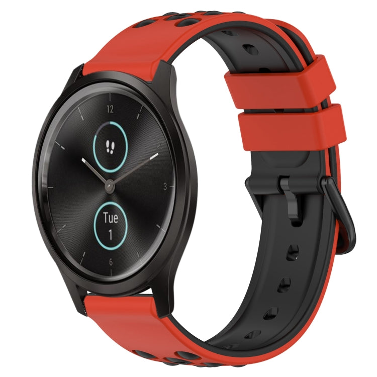 For Garmin Garminmove Style 20mm Two-Color Porous Silicone Watch Band