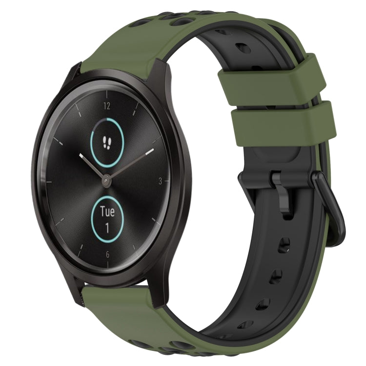 For Garmin Garminmove Style 20mm Two-Color Porous Silicone Watch Band