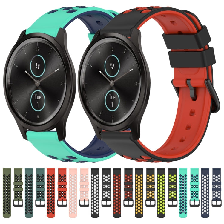 For Garmin Garminmove Style 20mm Two-Color Porous Silicone Watch Band