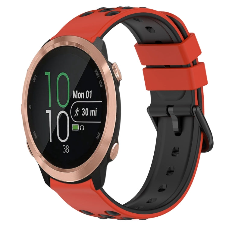 For Garmin Forerunner 645 Music 20mm Two-Color Porous Silicone Watch Band