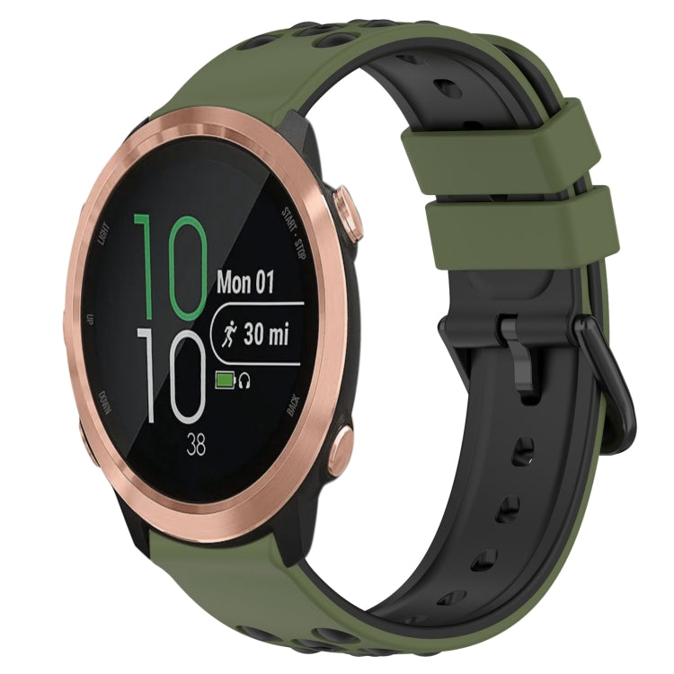 For Garmin Forerunner 645 Music 20mm Two-Color Porous Silicone Watch Band