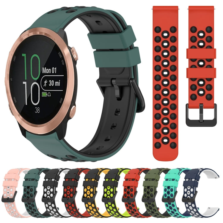 For Garmin Forerunner 645 Music 20mm Two-Color Porous Silicone Watch Band