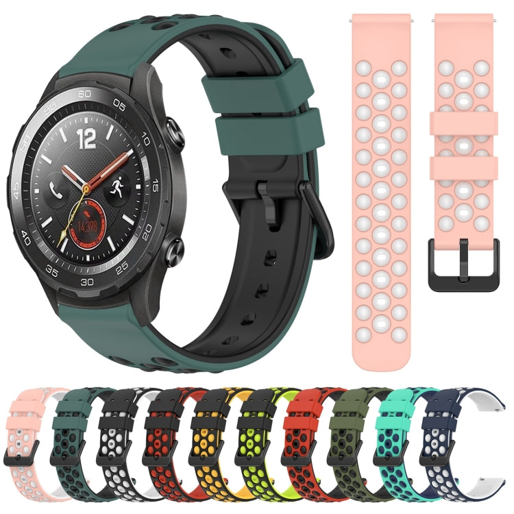 For Huawei Watch 2 20mm Two-Color Porous Silicone Watch Band