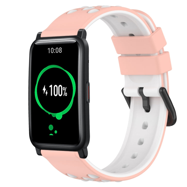 For Honor Watch ES 20mm Two-Color Porous Silicone Watch Band