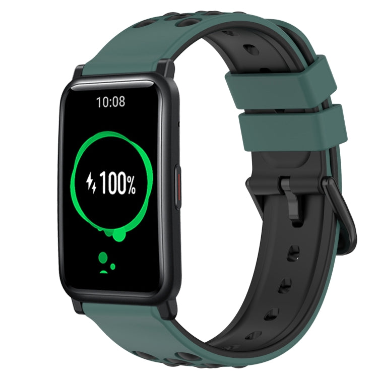 For Honor Watch ES 20mm Two-Color Porous Silicone Watch Band