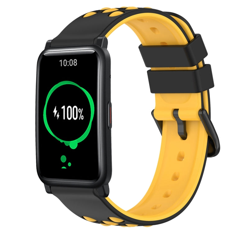 For Honor Watch ES 20mm Two-Color Porous Silicone Watch Band