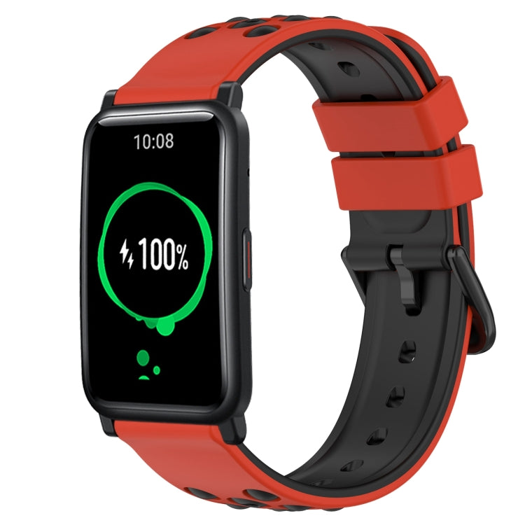For Honor Watch ES 20mm Two-Color Porous Silicone Watch Band