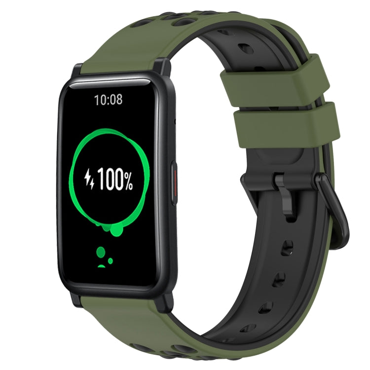 For Honor Watch ES 20mm Two-Color Porous Silicone Watch Band