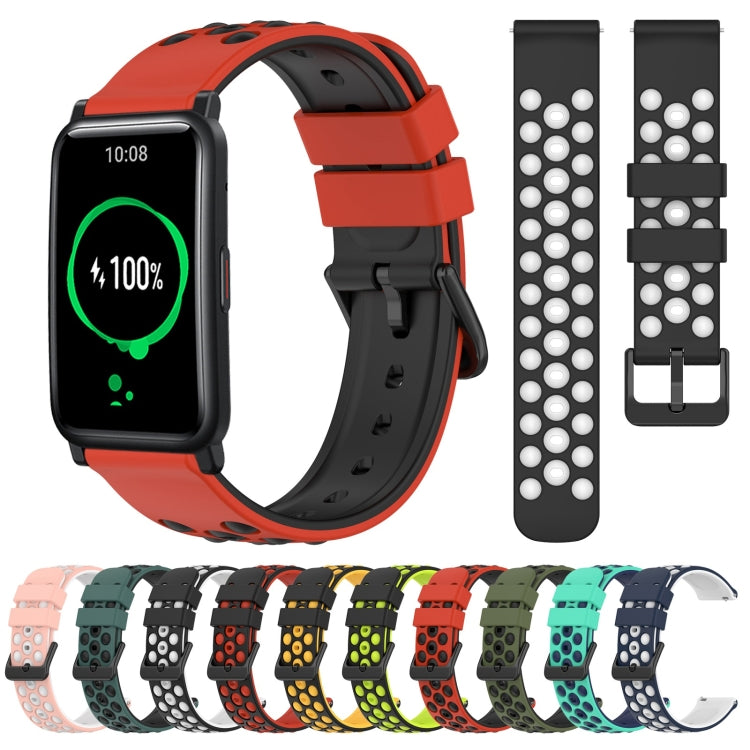 For Honor Watch ES 20mm Two-Color Porous Silicone Watch Band