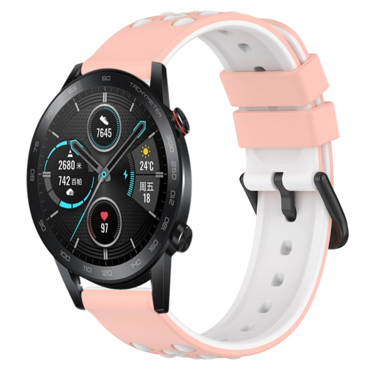 For Honor Magic Watch2 42mm 20mm Two-Color Porous Silicone Watch Band