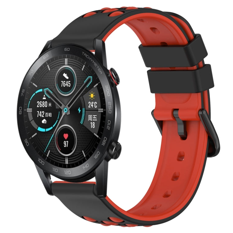For Honor Magic Watch2 42mm 20mm Two-Color Porous Silicone Watch Band