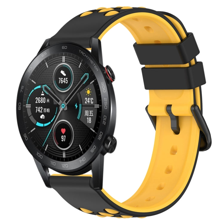 For Honor Magic Watch2 42mm 20mm Two-Color Porous Silicone Watch Band