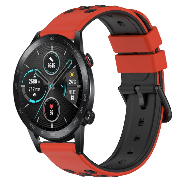 For Honor Magic Watch2 42mm 20mm Two-Color Porous Silicone Watch Band