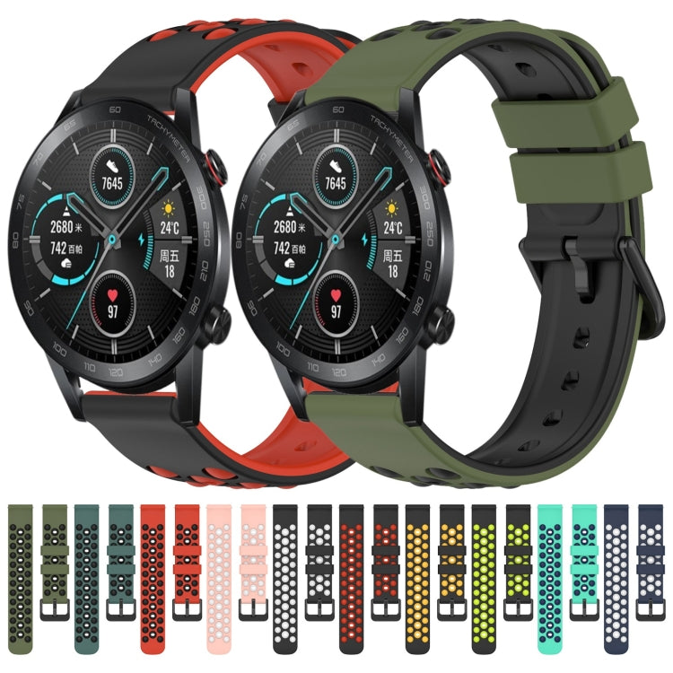 For Honor Magic Watch2 42mm 20mm Two-Color Porous Silicone Watch Band