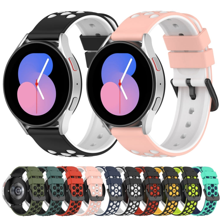 For Samsung Galaxy Watch5 44mm 20mm Two-Color Porous Silicone Watch Band