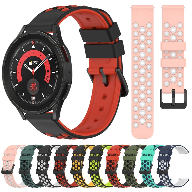 For Samsung Galaxy Watch5 Pro 45mm 20mm Two-Color Porous Silicone Watch Band