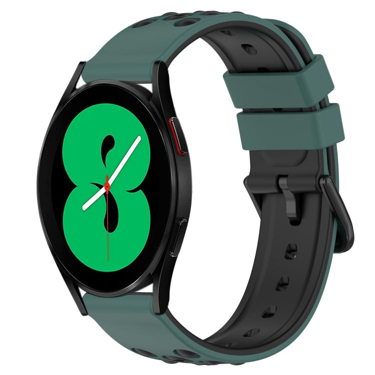 For Samsung Galaxy Watch4 44mm 20mm Two-Color Porous Silicone Watch Band