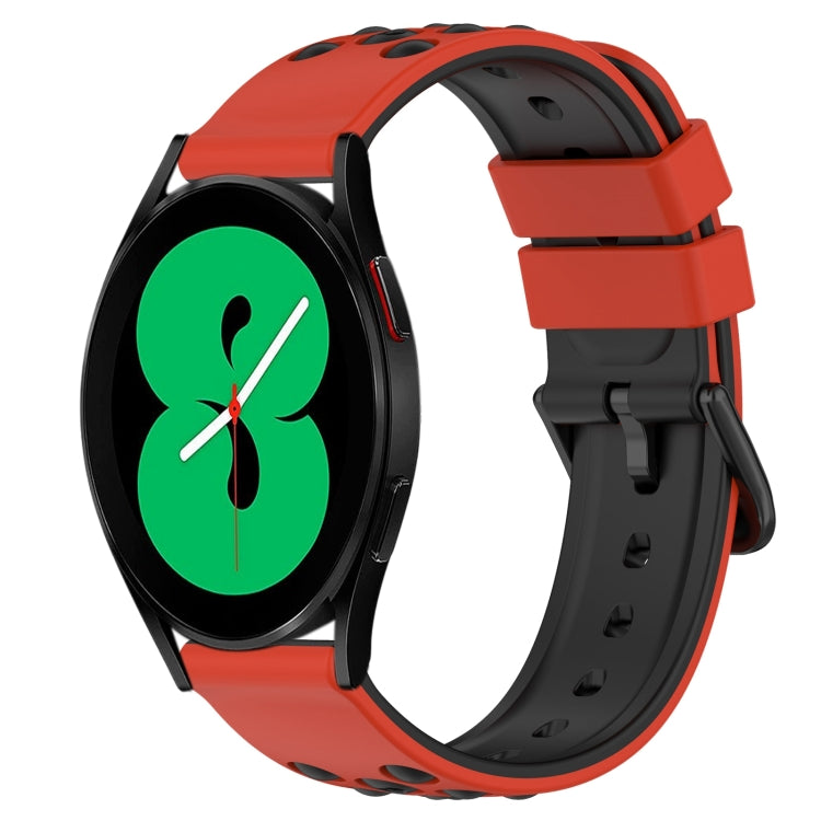For Samsung Galaxy Watch4 44mm 20mm Two-Color Porous Silicone Watch Band