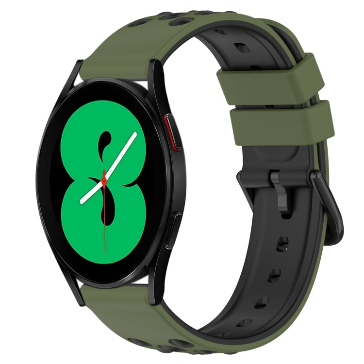 For Samsung Galaxy Watch4 44mm 20mm Two-Color Porous Silicone Watch Band