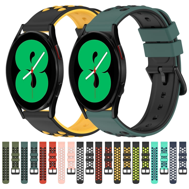 For Samsung Galaxy Watch4 44mm 20mm Two-Color Porous Silicone Watch Band