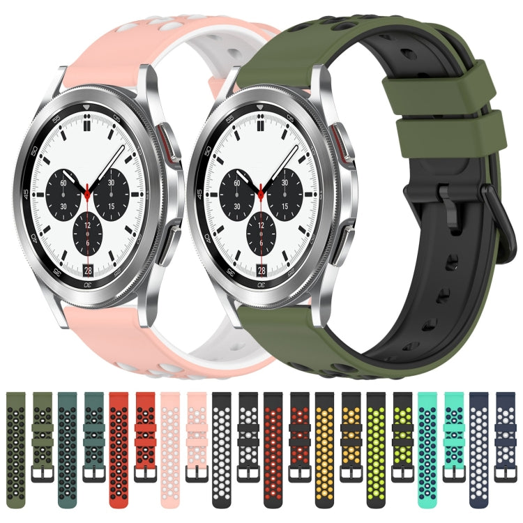 For Samsung  Galaxy Watch4 Classic 42mm 20mm Two-Color Porous Silicone Watch Band
