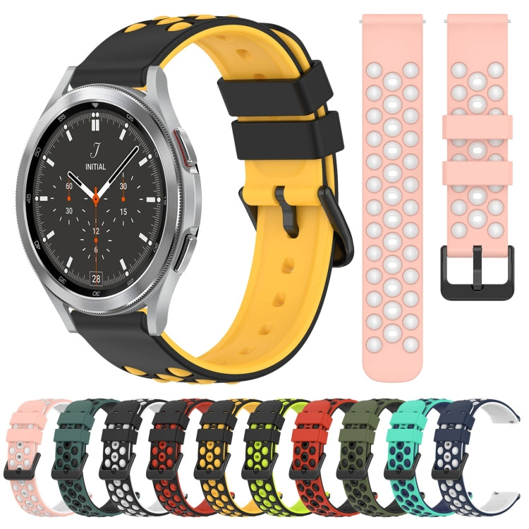 For Samsung  Galaxy Watch4 Classic 46mm 20mm Two-Color Porous Silicone Watch Band
