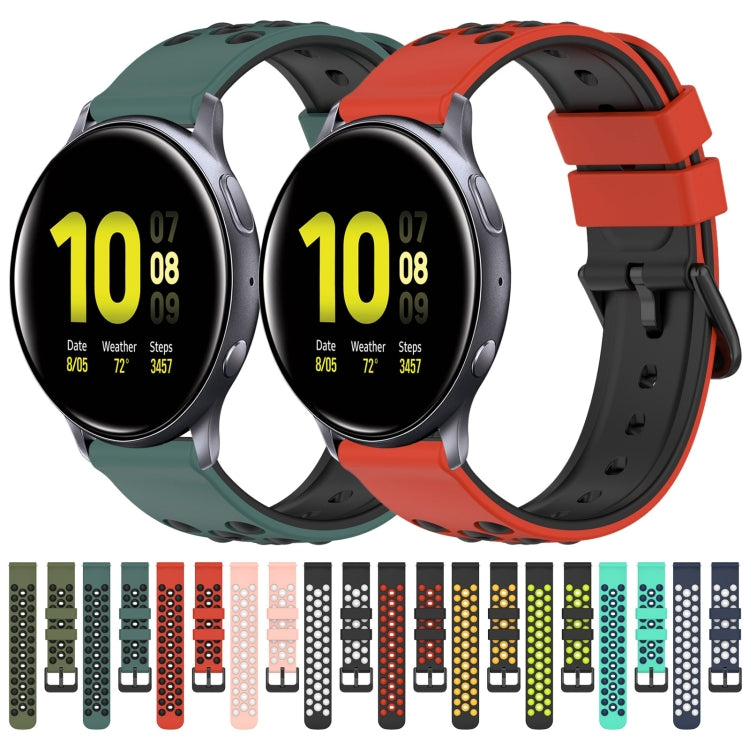 For Samsung Galaxy Watch Active2 40mm 20mm Two-Color Porous Silicone Watch Band
