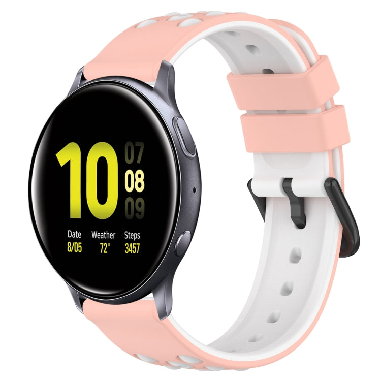 For Samsung Galaxy Watch Active2 44mm 20mm Two-Color Porous Silicone Watch Band