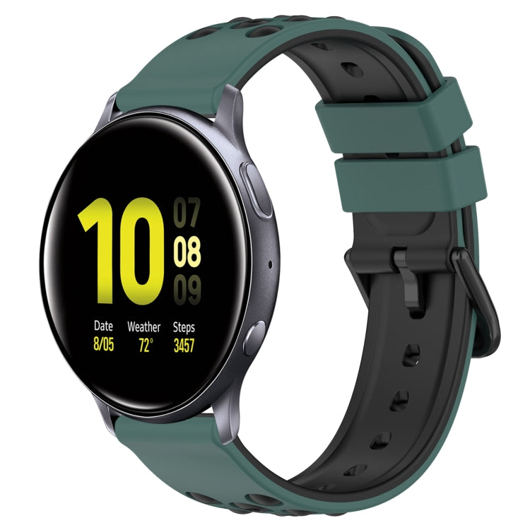 For Samsung Galaxy Watch Active2 44mm 20mm Two-Color Porous Silicone Watch Band