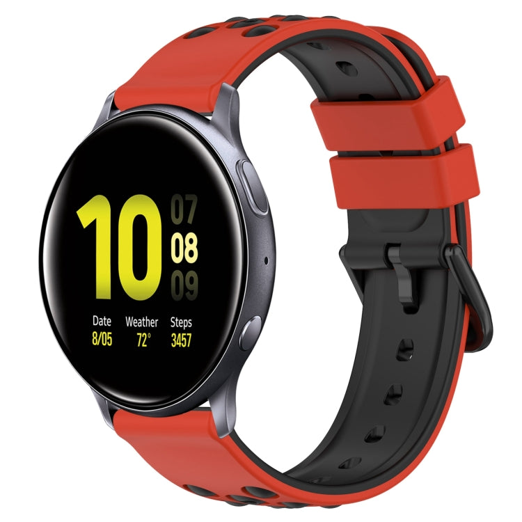 For Samsung Galaxy Watch Active2 44mm 20mm Two-Color Porous Silicone Watch Band