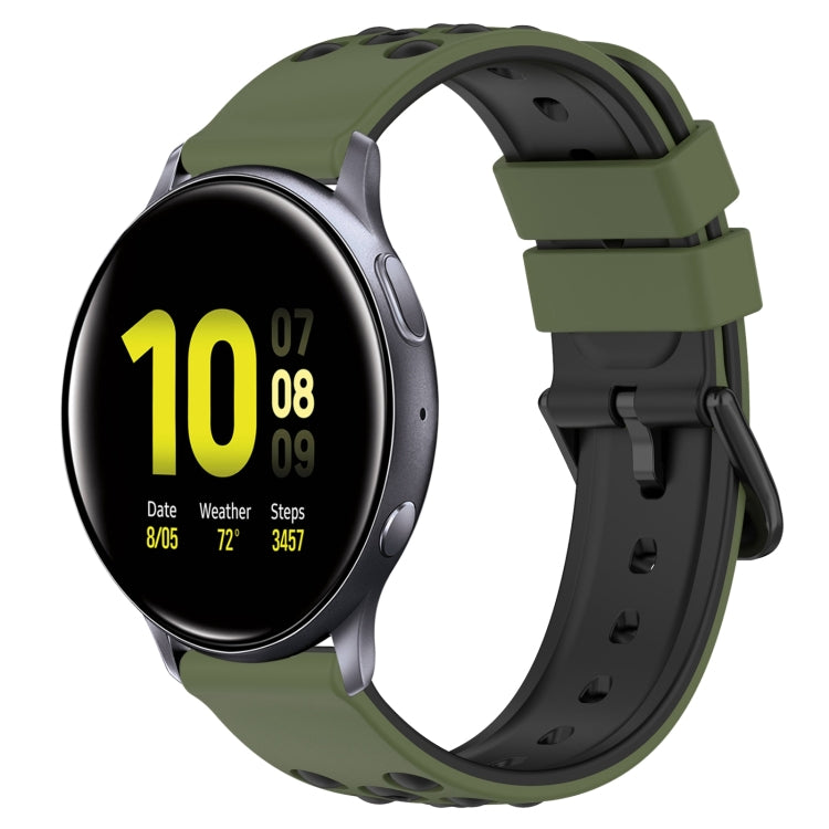For Samsung Galaxy Watch Active2 44mm 20mm Two-Color Porous Silicone Watch Band