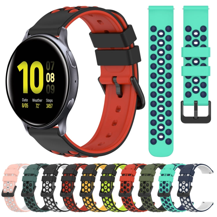 For Samsung Galaxy Watch Active2 44mm 20mm Two-Color Porous Silicone Watch Band