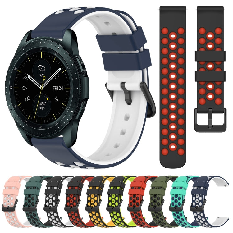 For Samsung Galaxy Watch 42mm 20mm Two-Color Porous Silicone Watch Band