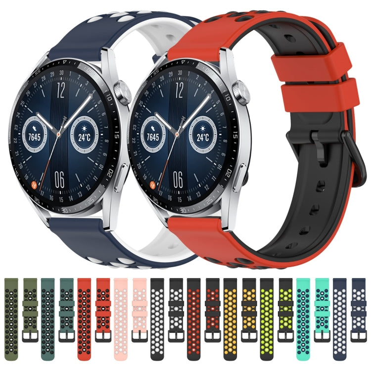 For Huawei Watch GT3 46mm 22mm Two-Color Porous Silicone Watch Band