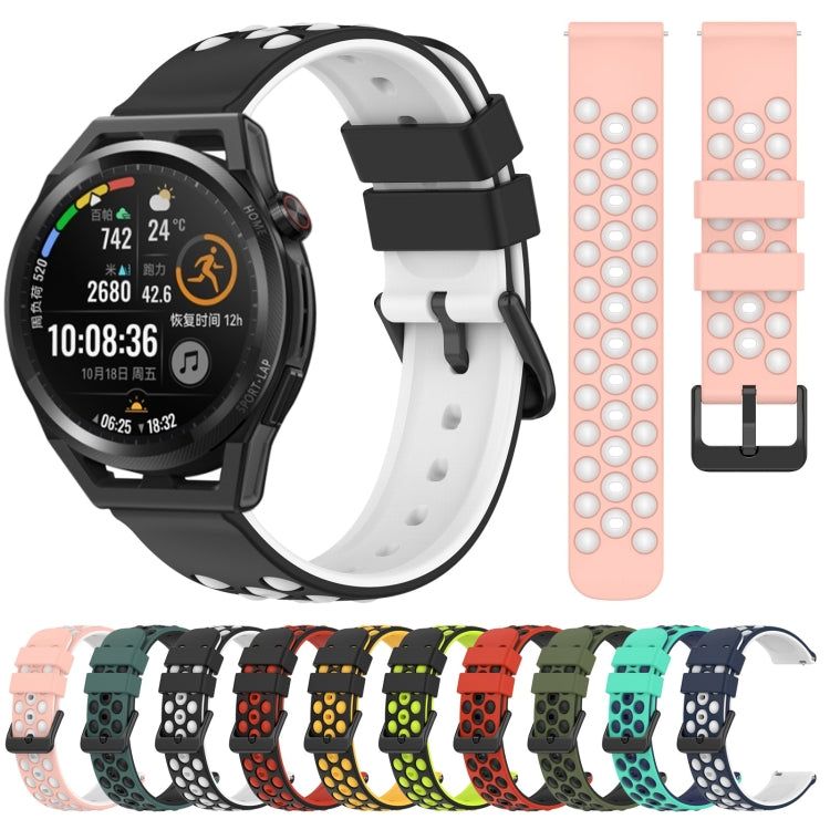 For Huawei Watch GT Runner 22mm Two-Color Porous Silicone Watch Band
