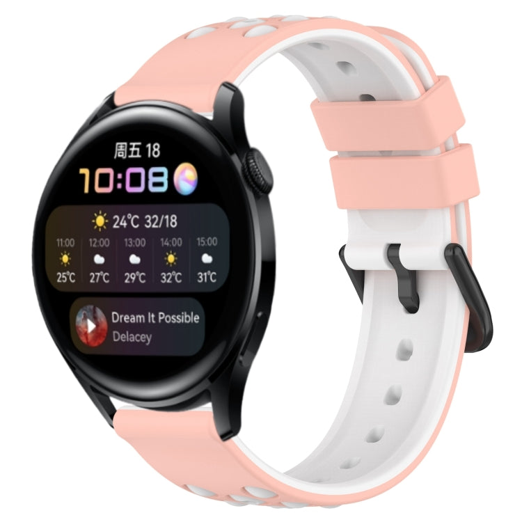 For Huawei Watch 3 22mm Two-Color Porous Silicone Watch Band