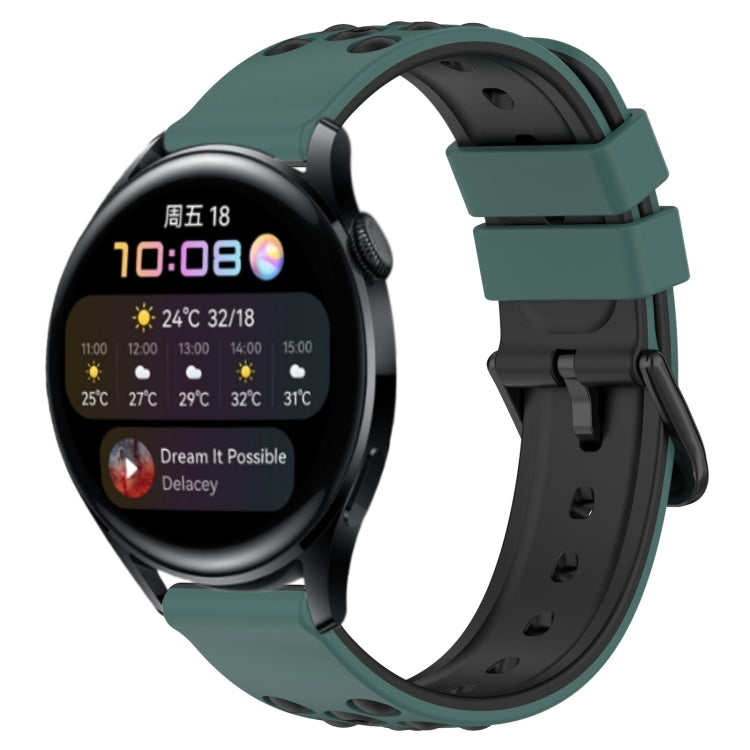For Huawei Watch 3 22mm Two-Color Porous Silicone Watch Band