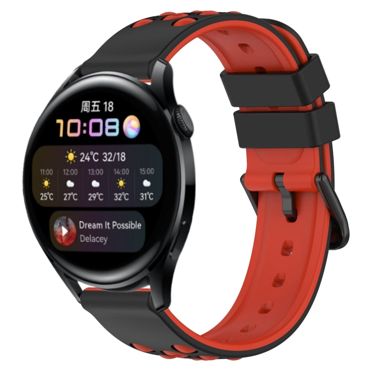 For Huawei Watch 3 22mm Two-Color Porous Silicone Watch Band