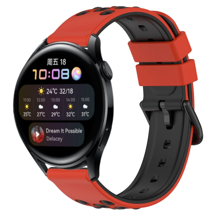 For Huawei Watch 3 22mm Two-Color Porous Silicone Watch Band