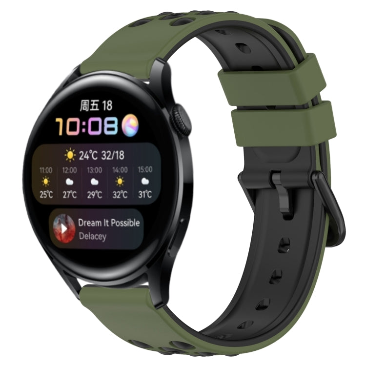For Huawei Watch 3 22mm Two-Color Porous Silicone Watch Band
