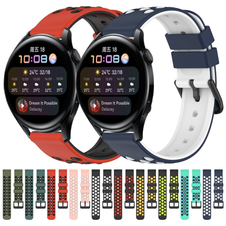 For Huawei Watch 3 22mm Two-Color Porous Silicone Watch Band