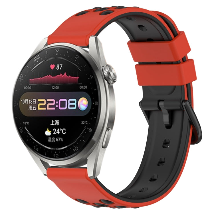 For Huawei Watch 3 Pro 22mm Two-Color Porous Silicone Watch Band