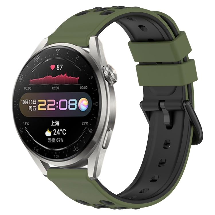 For Huawei Watch 3 Pro 22mm Two-Color Porous Silicone Watch Band