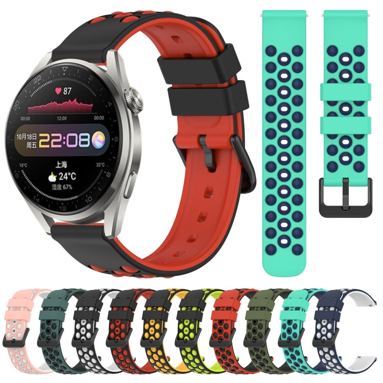 For Huawei Watch 3 Pro 22mm Two-Color Porous Silicone Watch Band